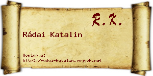 Rádai Katalin névjegykártya